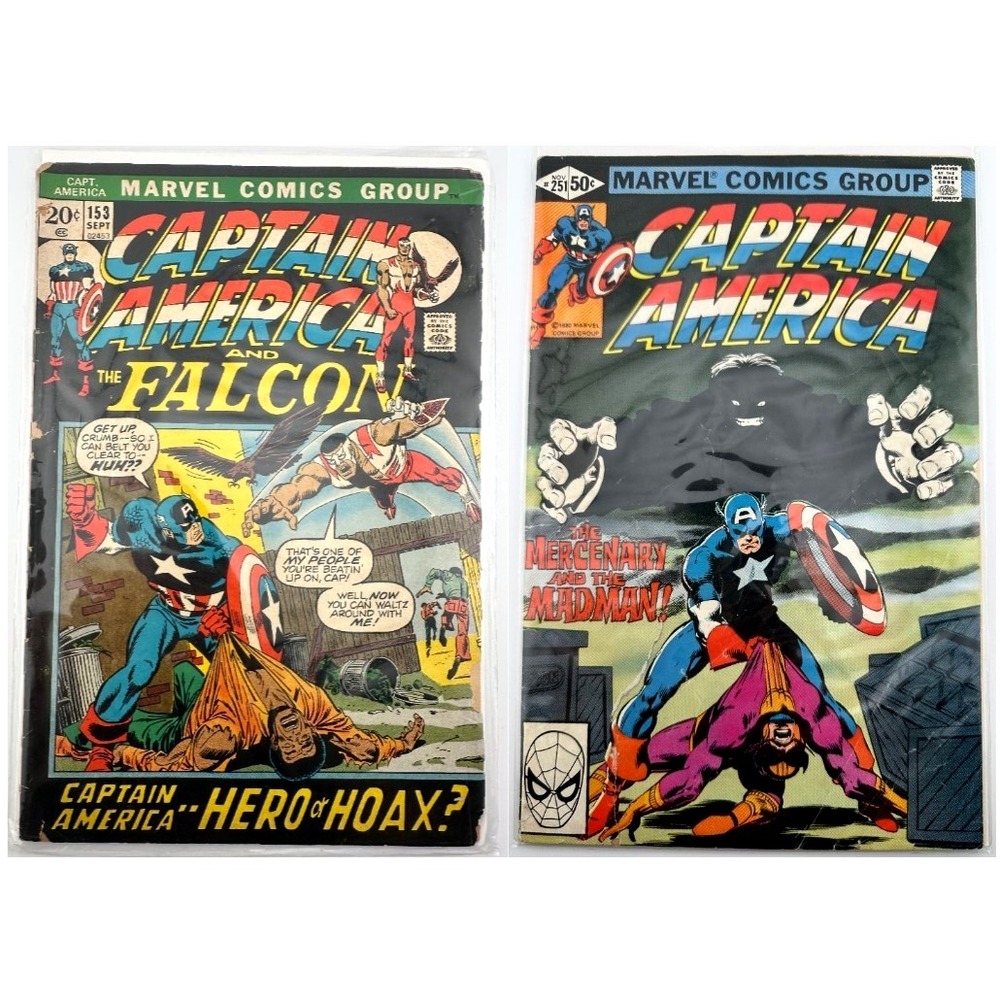 Captain America #153 & #251 Lot Marvel Comics 1972–1980 Hero or Hoax!‎ VG/FN